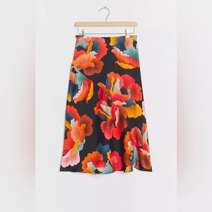 NWT Farm Rio for Anthropologie Fizan bias cut midi skirt. Size L.